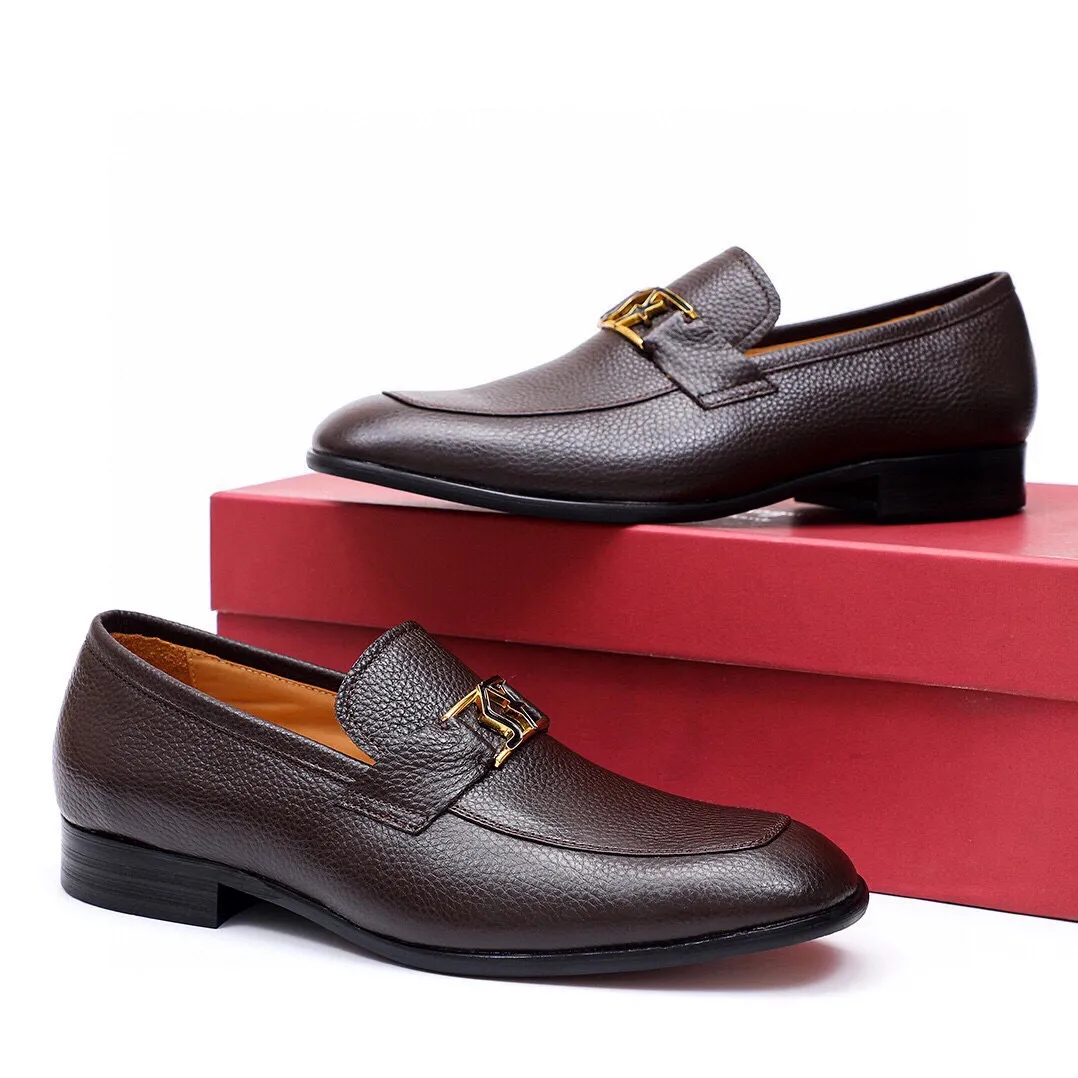 Men's Men's Shoes 💰540 💐[Ferragamo/Ferragamo] New 🐲Ferragamo* Ferragamo classic formal leather shoes! It uses imported first-layer pebbled cowhide leather upper + luxurious hardware buckle, and the inner first-layer comfortable cowhide leather lining! Original wear-resistant rubber outsole! Code number 38-44 (45🉑️customized)